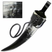 IN4202LHBK - Cow Drinking Horn with Leather Belt Loop