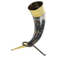 IN4233IS - Earth Essence Brass Drinking Horn with Stand