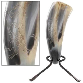 Stallion Medieval Drinking Horn with Rack