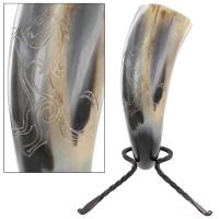 IN4235HR - Stallion Medieval Drinking Horn with Rack