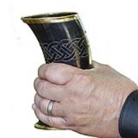 IN60814 - The Hooded Raven Ceremonial Viking Drinking Horn Cup Canvas Bag Included