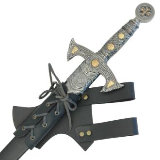 Hawk Wood Leather Sword Frog Black