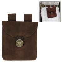IN6706BR - Medieval Renaissance Leather Brown Suede Pouch