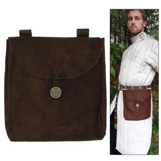 Medieval Renaissance Leather Brown Suede Pouch Large