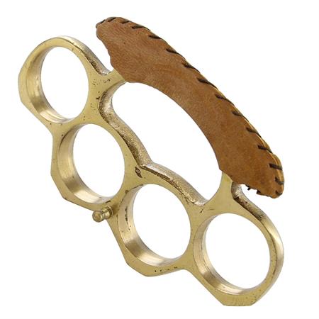 Brass Knuckles - BK2 | Steel - Gold Color - Leather Wrapped