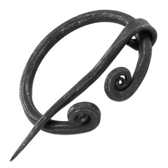 Hand Forged Iron Brooch with Rolled Ends