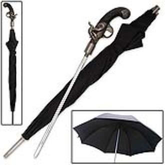 Sword Cane Flintlock Pistol Umbrella with Hidden Blade