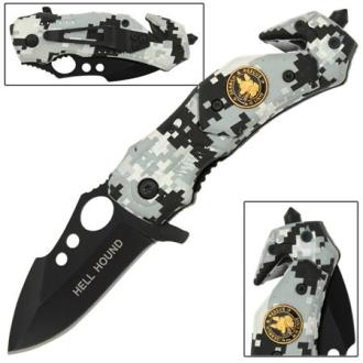 K-9 Arctic Camo Mini-Tactical Spring Assisted Knife WG923 - Tactical Knives