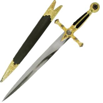 Masonic Dagger Sword with Handle, Black Velvet