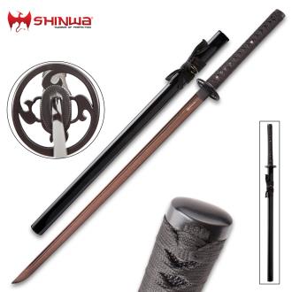 Shinwa Katana Unbroken Night Handmade, Hand Forged, Black Damascus Steel, & Battle Ready