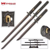 KZ747DZSET - Shinwa Black Knight 3-Piece Sword Set - Handmade 
