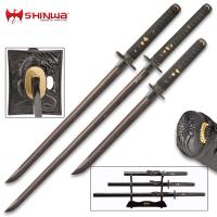 KZ747DZSET - Shinwa Black Knight 3-Piece Sword Set Handmade