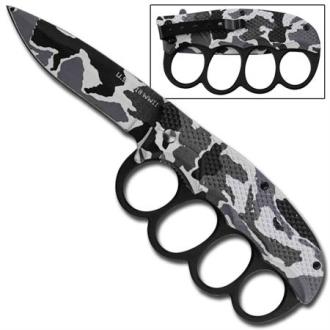 Knuckle Spring Assisted Trench Knife Arctic Camo TD423SO Spring Assisted Knives