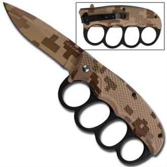 Knuckle Spring Assisted Trench Knife Desert Digital Camo TD423C Spring Assisted Knives