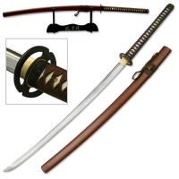 LU-013 - Ten Ryu Hand Forged High End Samurai Katana Sword with Brown Saya Scabbard