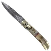 LV1ST - Automatic Hell&#39;s Doorway Lever Lock Knife Damascus