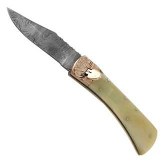 Bone Collector Damascus Steel Lever Lock Automatic Switchblade Knife