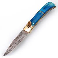 LV3LB - Lever Lock Ventura Blue Damascus Steel Knife