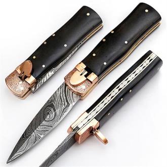 Damascus Steel Abyss Lever Lock Knife