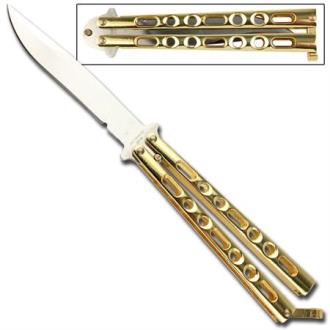 Lynx Classical Balisong Gold Butterfly Knife TR0572 - Knives