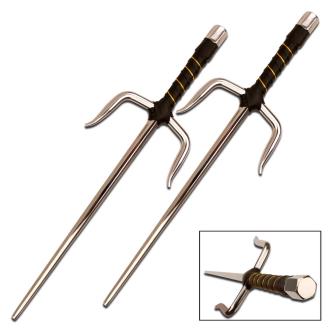 Traditional Twin Japanese Sais 15 Chrome