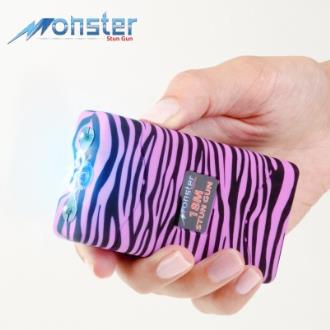 Zebra Pink Black Monster 18 Million Volt Rechargeable Stun Gun LED Light