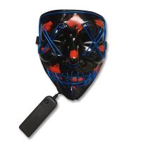 MASK#3 - EL Wire Ghost Mask Slit Mouth Light Up Glowing LED Mask Halloween Cosplay Glowing Blue