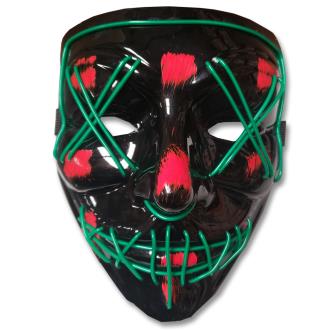EL Wire Ghost Mask Slit Mouth Light Up Glowing LED Mask Halloween Cosplay Glowing Green