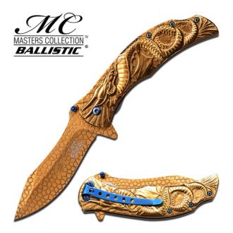 MTech Dragon Fury Assisted Opening Folding Pocket Knife Gold Tit