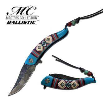 Native American Indian Collection Assisted Knife Blue