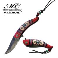 MC-A023RD - 8.5&quot; Native American White Spring Assisted Folding Knife Indian Assist Open EDC