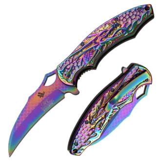 Titanium color Dragon Collection Spring Assisted Knife