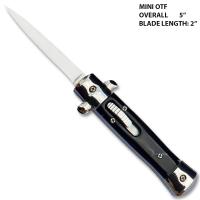 MOTF-10BK - Mini OTF Switchblade Italian Milano Knife Black Handle Limited Edition
