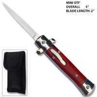 MOTF-10WD - Mini OTF Switchblade Italian Milano Knife Wood Handle Limited Edition