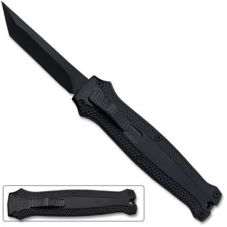 Legends Micro OTF Stiletto Blade Knife Black Out The Front Tanto Blade