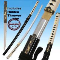 MS-087BK - MOSHIRO - Zetsurin Sword w/ Knife Full Tang - Black Saya