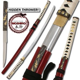 Moshiro - Zetsurin Sword w/ Knife Full Tang - Red Saya