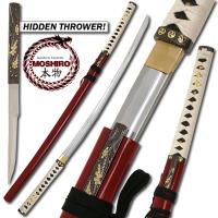 MS087RD - Moshiro - Zetsurin Sword w/ Knife Full Tang - Red Saya