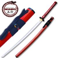 MS-64822-6RD - MOSHIRO 1095 High Carbon Steel Red Gold Splash  Glossy Scabbard