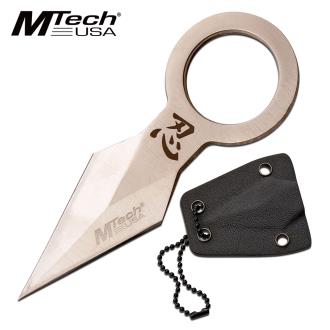 MTECH USA FIXED BLADE NECK KNIFE SILVER