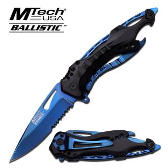 Mtech Sports Spring Assisted Knife Blue Titanium Coated