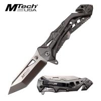 MT-A997BGY - Mtech Tanto A/O Grey Sporting Knife Emergency Belt Cutter Glass Breaker