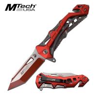 MT-A997BRD - Mtech Tanto A/O Hot Red Sporting Knife Emergency Belt Cutter Glass Breaker