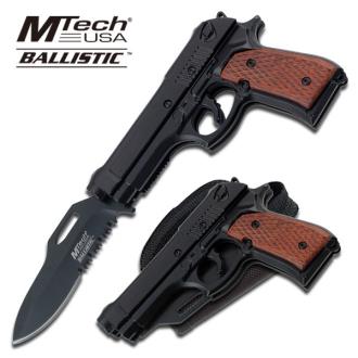 M9 Assisted Opening Knife with Gun Holster 4.75 Inch Closed Black