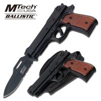 MT-A818BW - M9 Assisted Opening Knife With Gun Holster 4.75 Inch Closed Blac