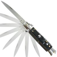 A150CL - Mafia Italian Milano Stiletto Switchblade Black Marble Automatic Knife A150CL - Automatic Knives
