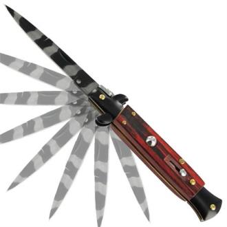 Mafia Italian Milano Stiletto Camo Wooden Automatic Knife A150KAU - Automatic Knives