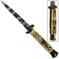 A150FU - Mafia Italian Milano Stiletto Switchblade Urban Camo Stag Automatic Knife A150FU Automatic Knives