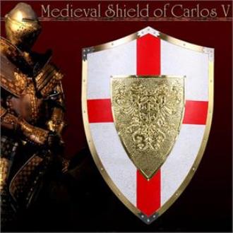 Medieval Shield of Carlos V Double Eagles Knight Armor M6410 - Medieval Armor