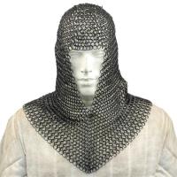 IN1401BK - Medieval Blackened Chainmail Coif